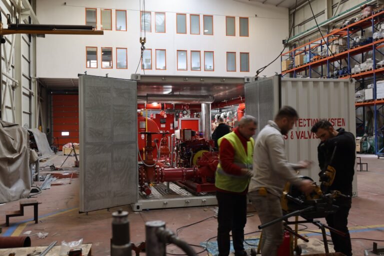 Containerized fire pump station