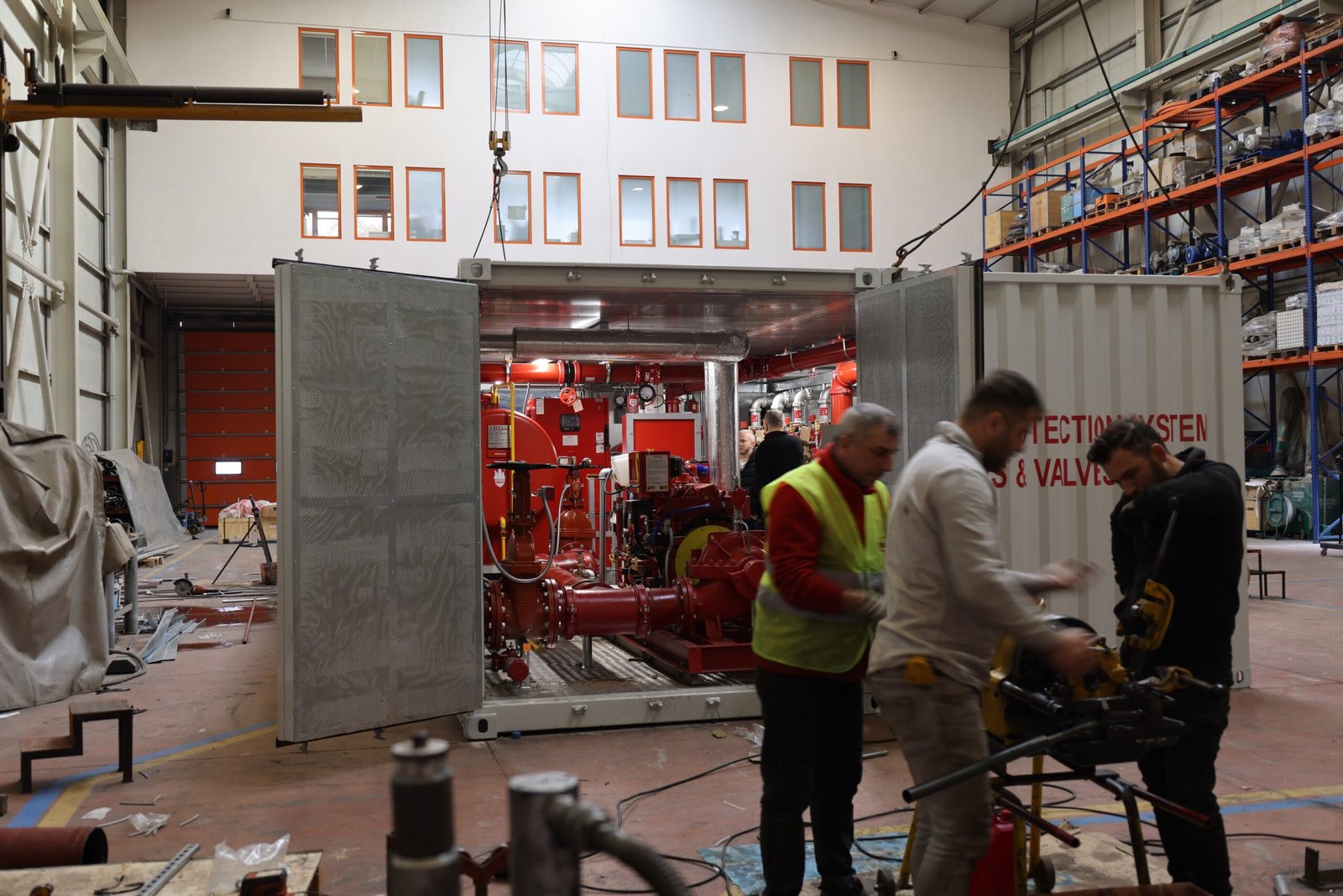 Containerized fire pump station