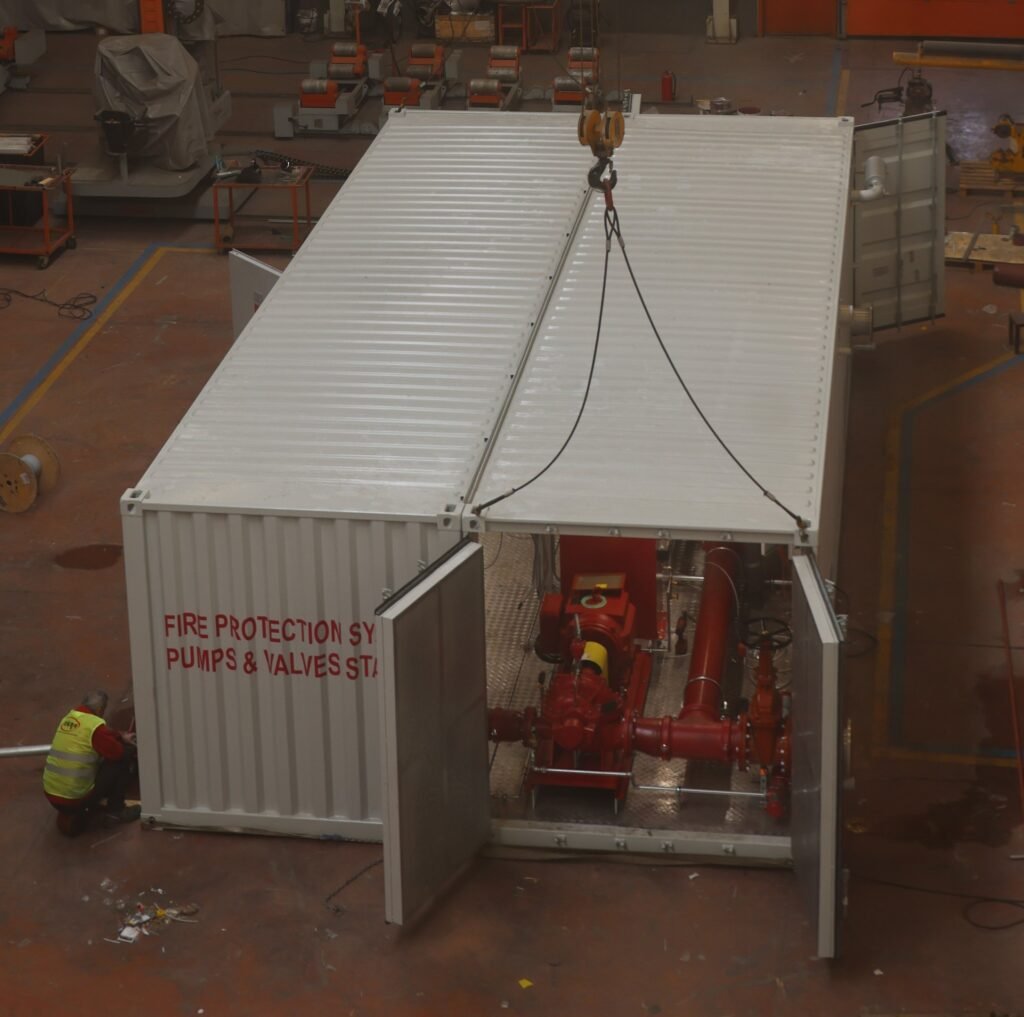 Container fire pump station