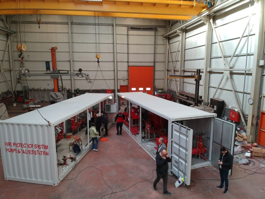 Containerized fire pump and deluge valve station for the electric substation in Georgia